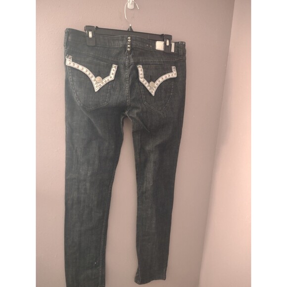 Request Jeans Women's Size 32 Embellished Black Straight Leg Denim - Picture 5 of 10